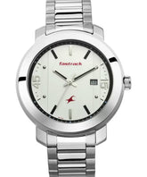 Fastrack, Men's Watch Bare Basics Collection Analog , White Dial Silver Stainless Steel Band, 3246SM01